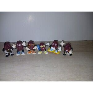 Lot Of 6 California Raisins Sunglasses Singing Saxophone Figures 1987 Calrab Vtg